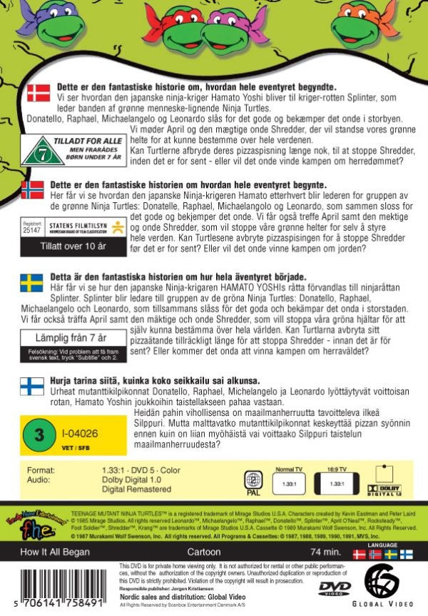 Teenage Mutant Hero Turtles: Sådan begyndte det hele (DVD)