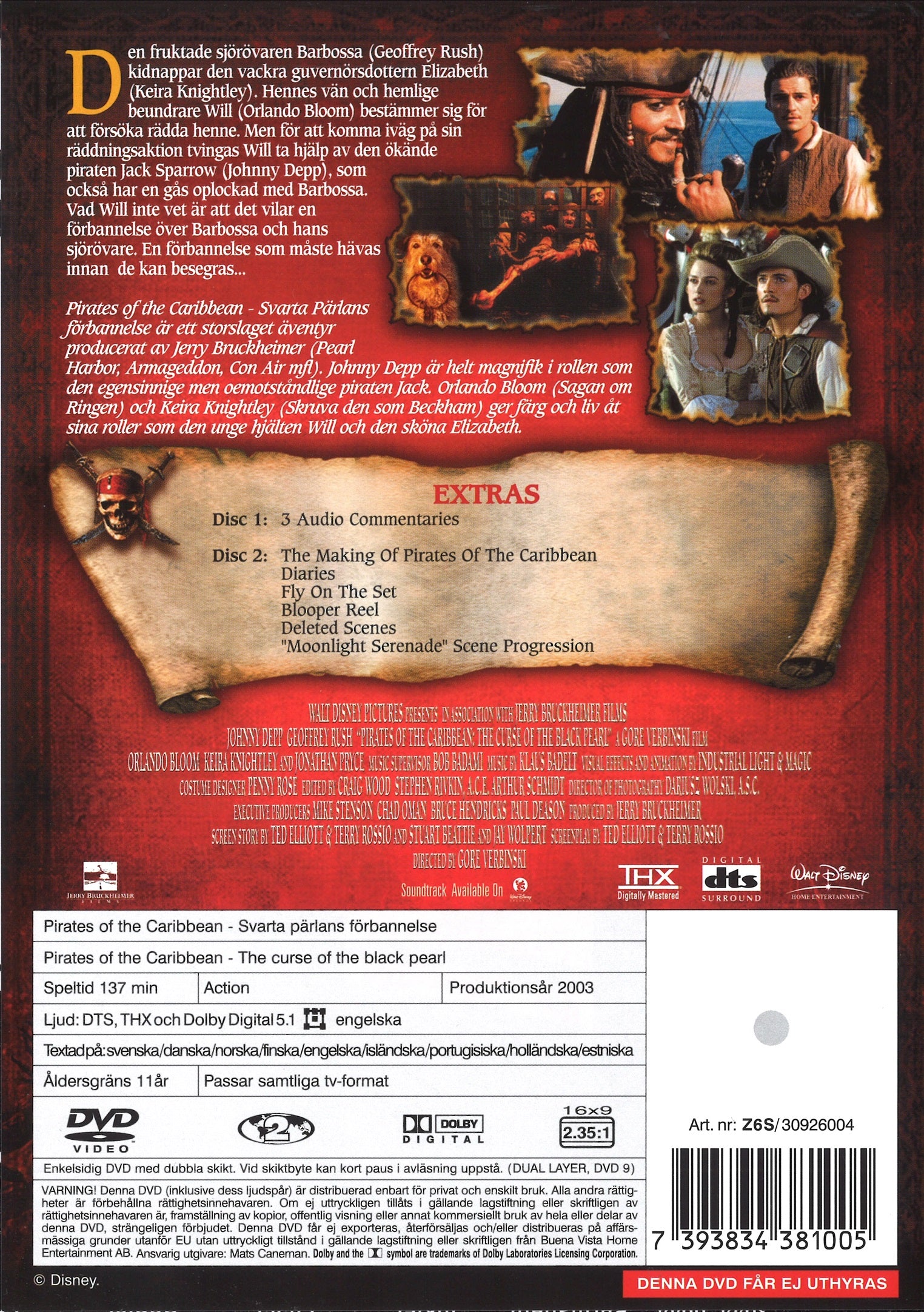 Pirates of the Caribbean: Svarta Pärlans Förbannelse (DVD)