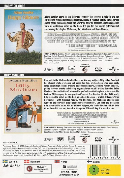 Adam Sandler Double: Happy Gilmore / Billy Madison (DVD)