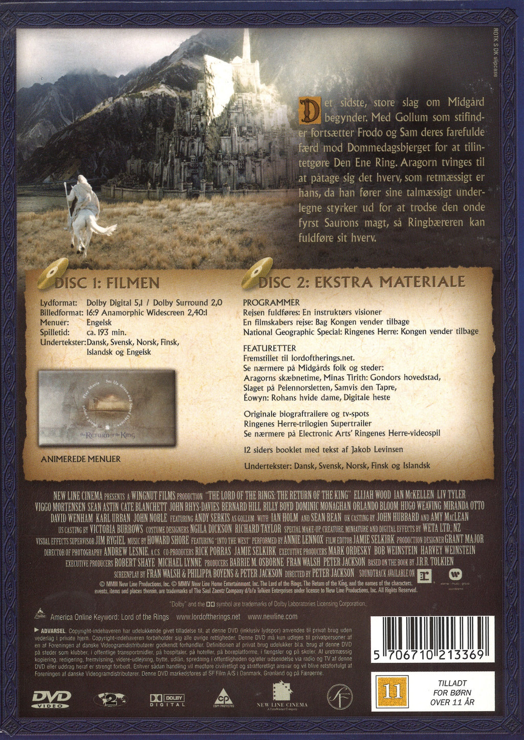 Ringenes Herre: Kongen vender tilbage (DVD)