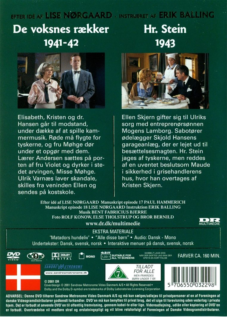 Matador: De voksnes rækker & Hr. Stein 1941-43 - Episode 17 & 18 (DVD)