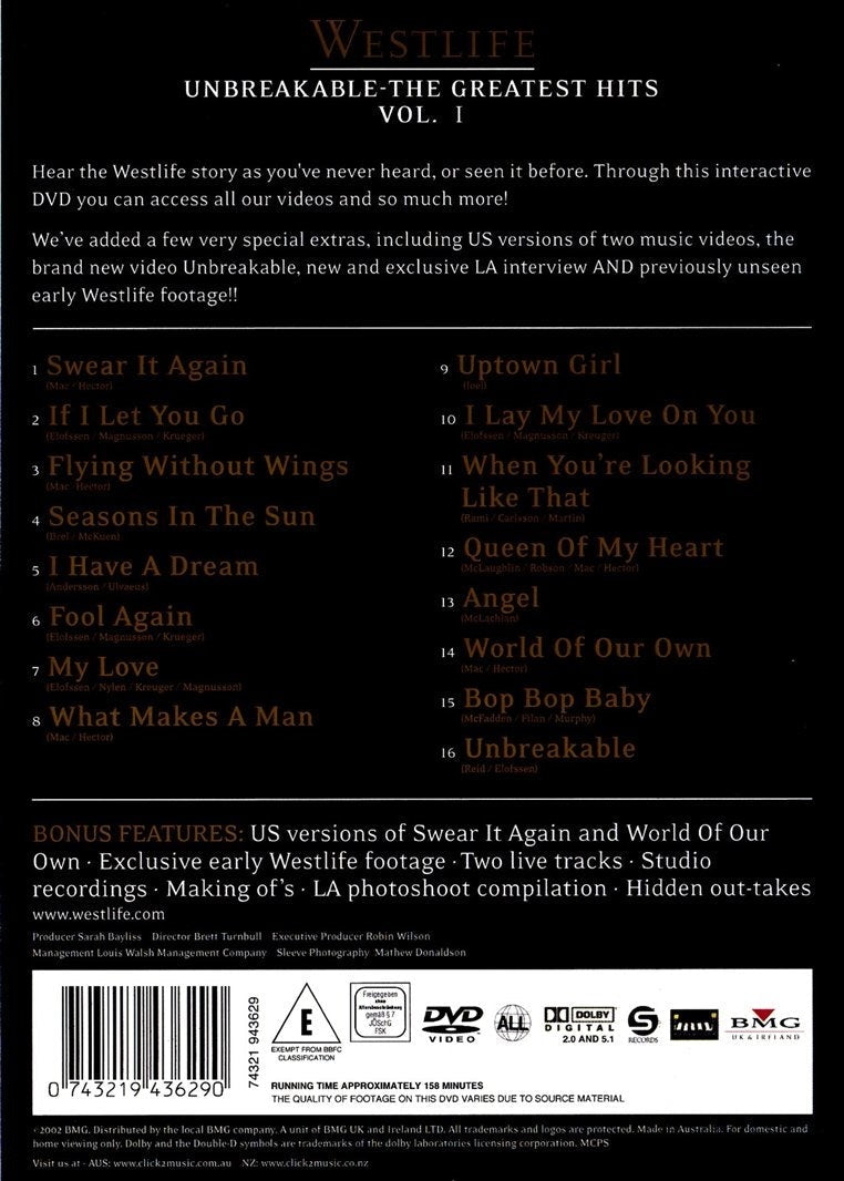 Westlife: Unbreakable - The Greatest Hits (DVD)