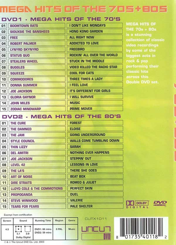 Mega Hits Of The 70s And 80s (DVD)
