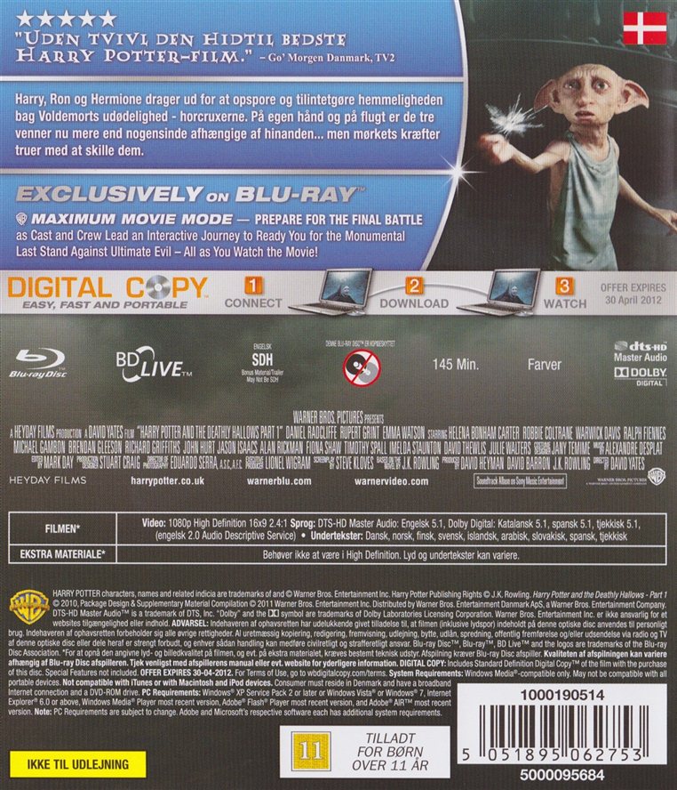 Harry Potter og Dødsregalierne del 1 (Blu-ray)