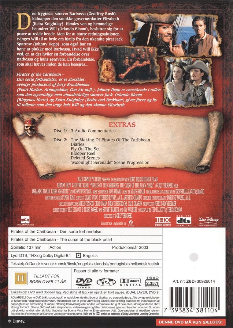 Pirates of the Caribbean: Den sorte forbandelse (DVD)