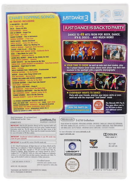 Just Dance 3 (Uden Manual) (Wii)