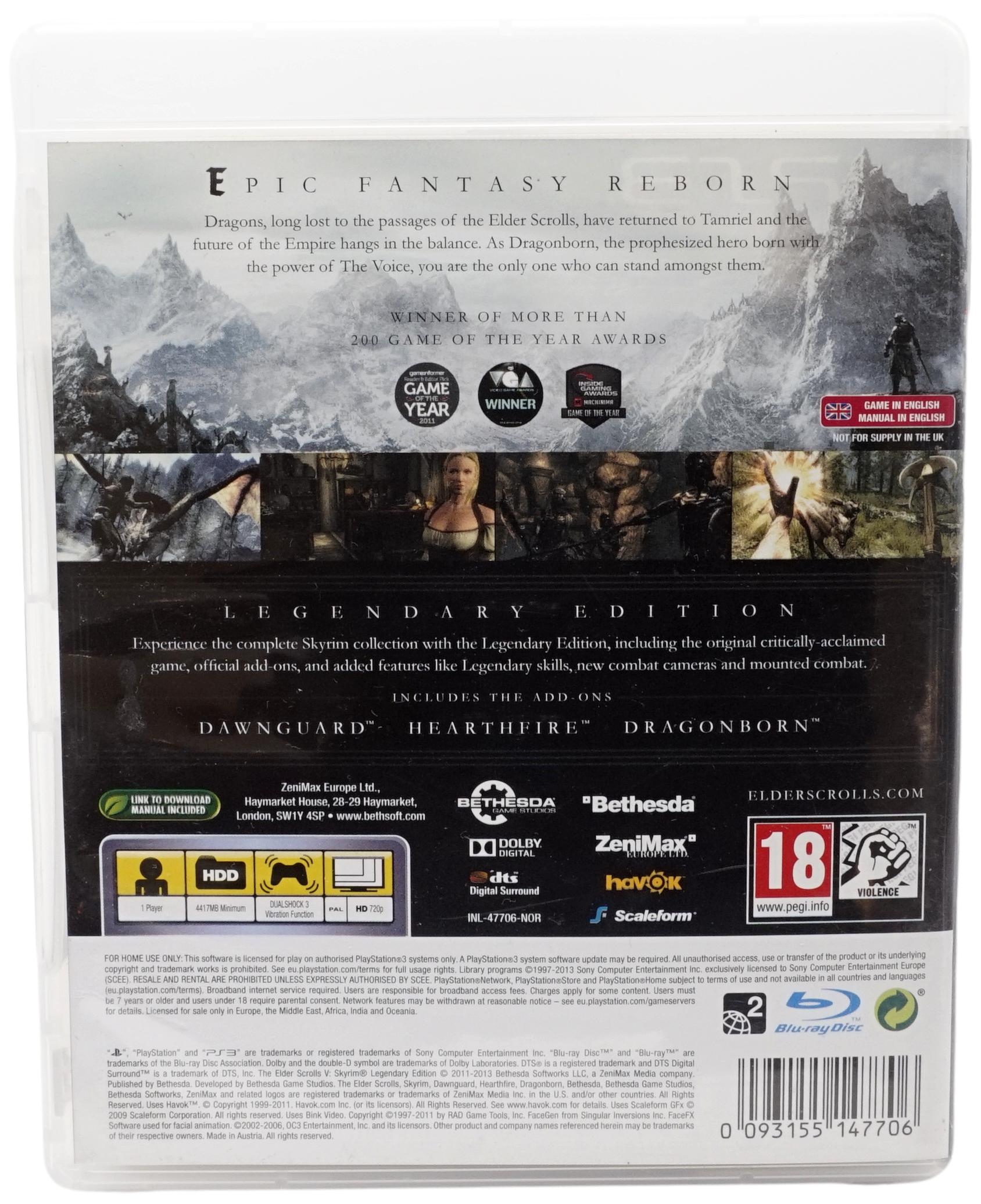 The Elder Scrolls V : Skyrim Legendary Edition (PS3)