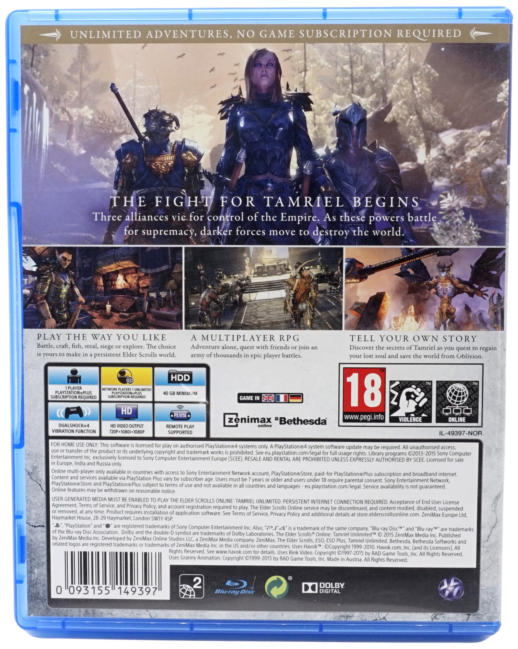 Elder Scrolls Online: Tamriel Unlimited (PS4)