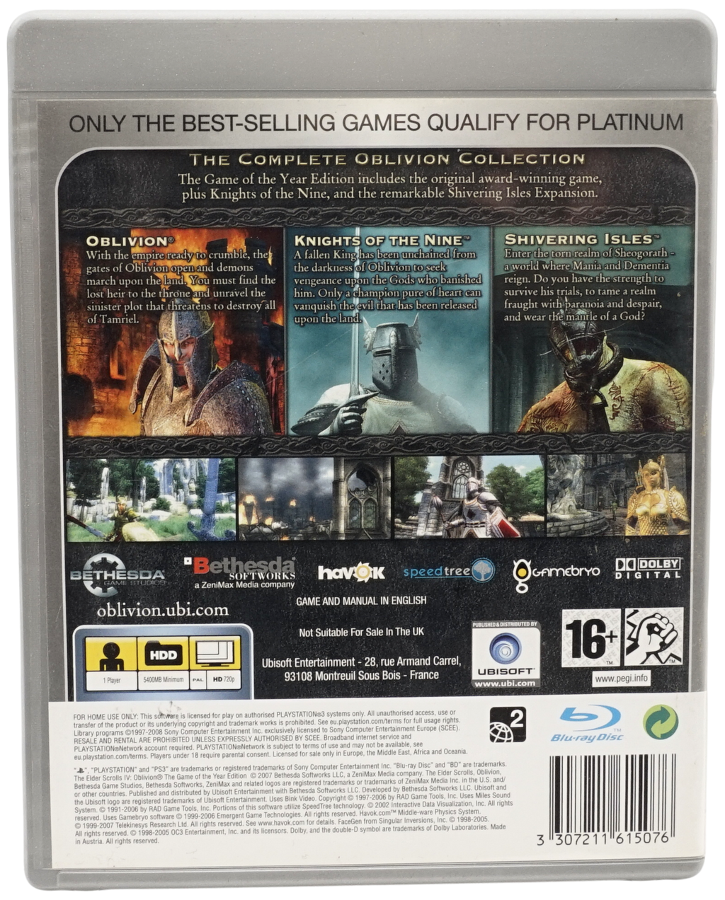 The Elder Scrolls IV : Oblivion - Game of the Year Edition (Platinum) (PS3)