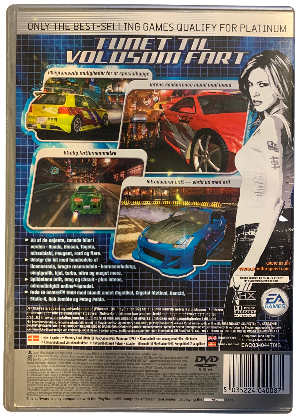 Need for Speed: Underground (PS2) – Platinum bagside