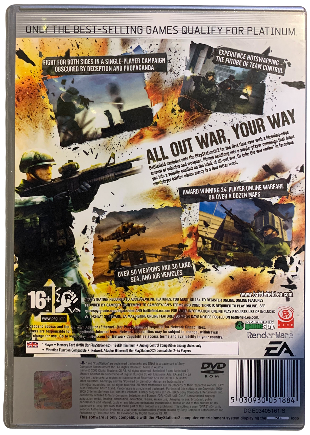 Battlefield 2: Modern Combat (PS2) bagside
