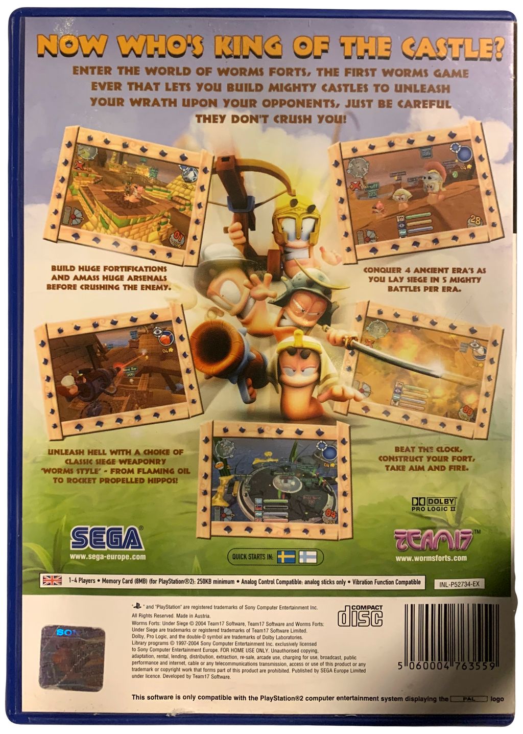 Worms Forts: Under Siege PS2 bagside