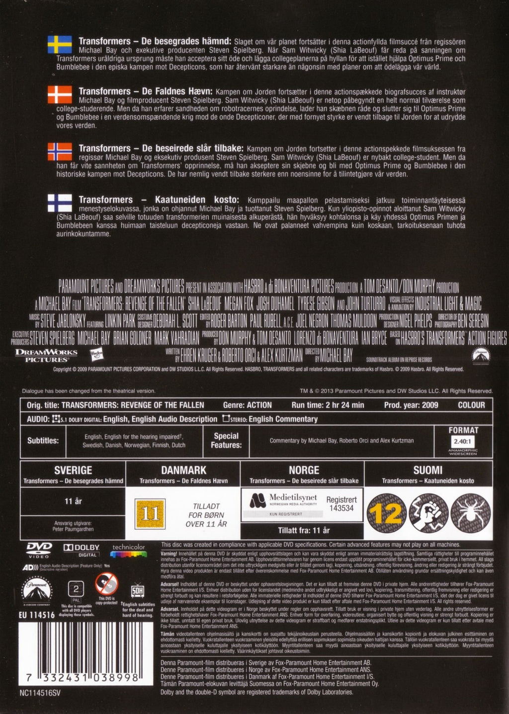 Transformers: Revenge Of The Fallen (DVD)