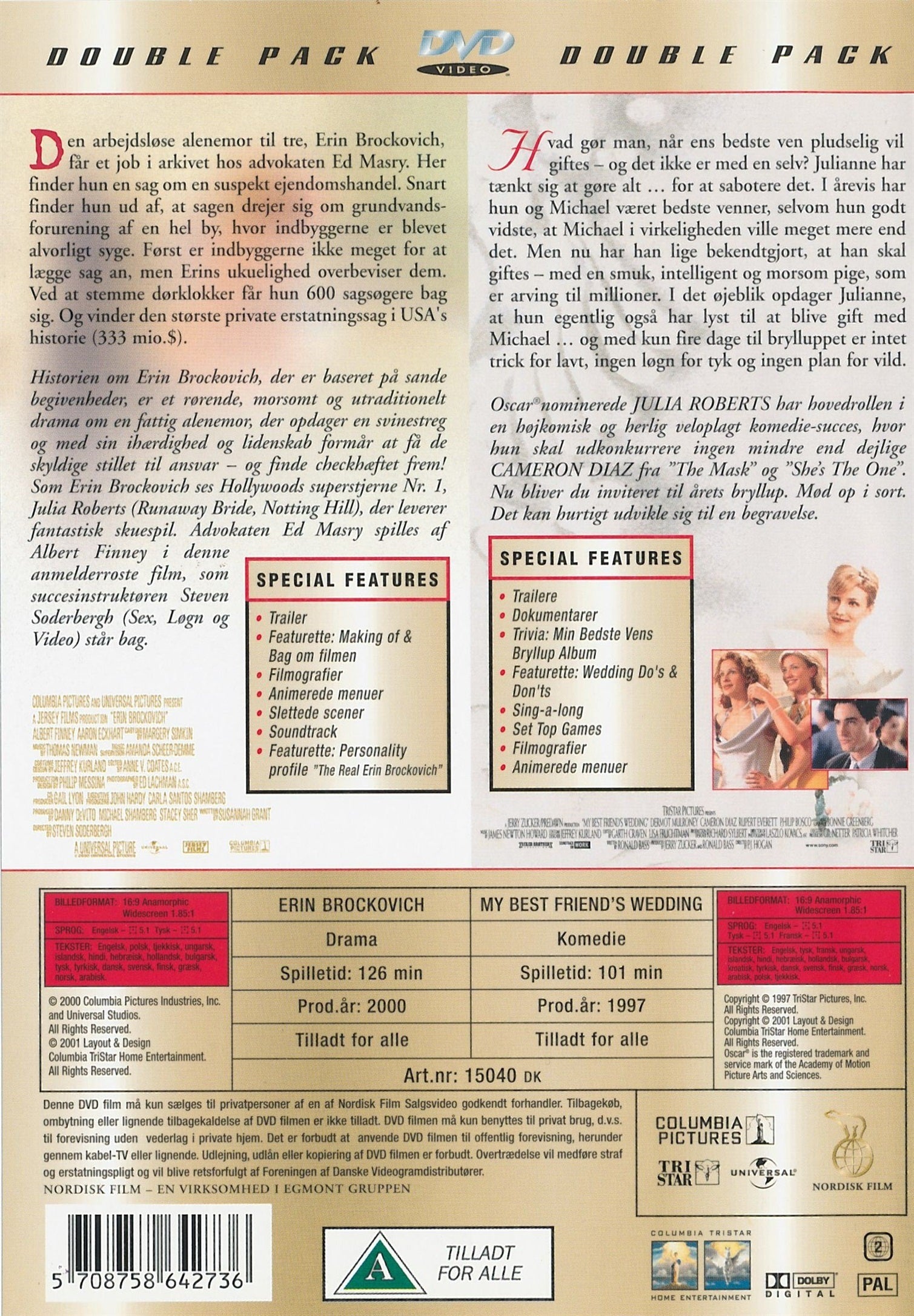 Erin Brockovich / Min bedste vens bryllup (DVD)