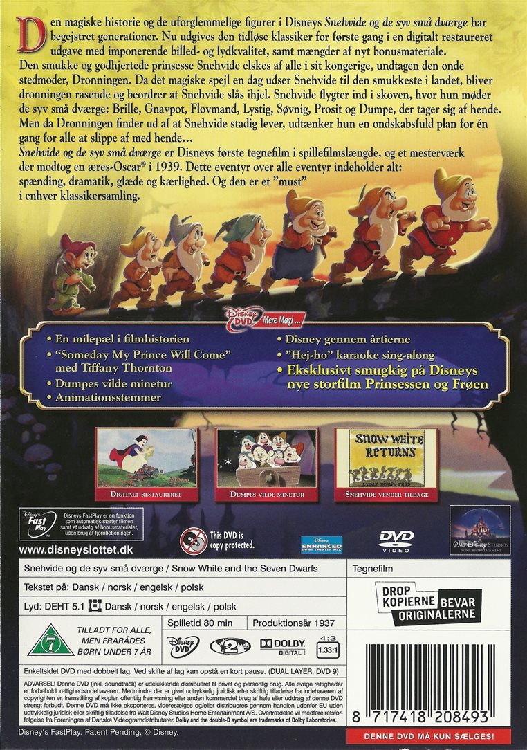Snehvide og de syv små dværge (DVD)