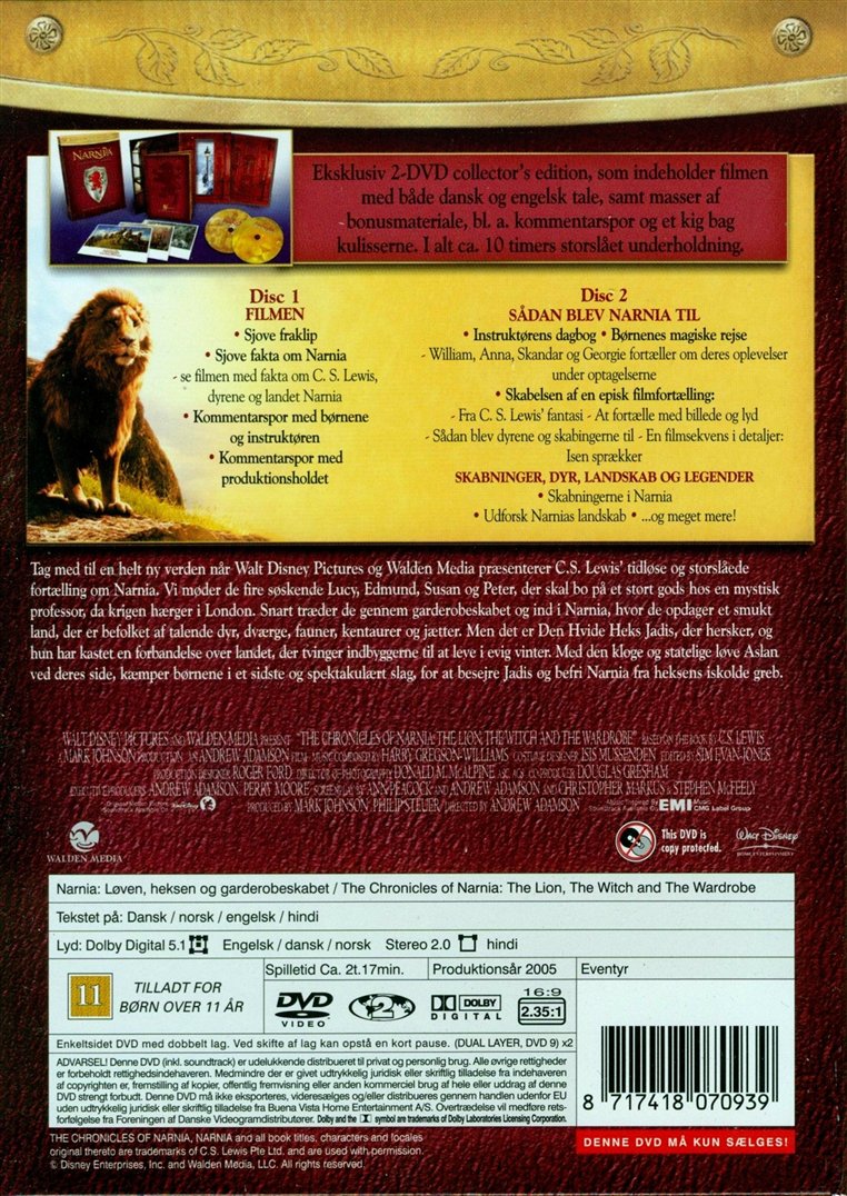 Narnia: Løven, Heksen og Garderobeskabet (DVD)