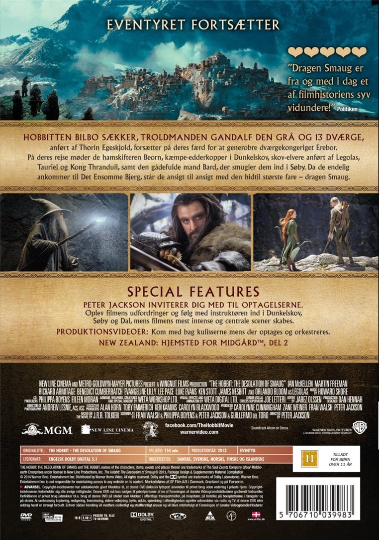 Hobbitten: Dragen Smaugs Ødemark (DVD)